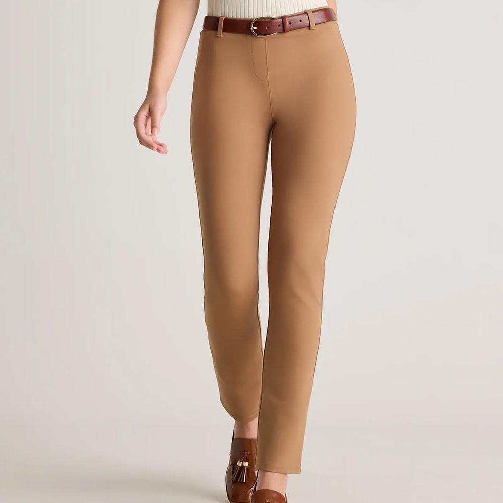 Quince Ultra-Stretch‎ Ponte Straight Leg Pants Roasted Pecan Large
